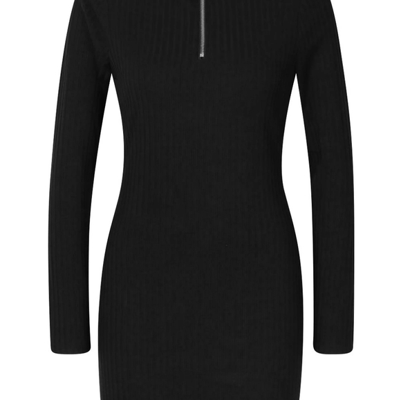 Red Ribbed Sweater Dress - Picture 2 of 4